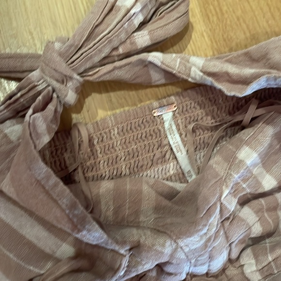 Free People Plaid Linen/Cotton Blend strapless midi dress - Picture 7 of 10